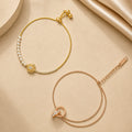 Floral Pearl Bracelet & Interlocking Ring Anklet