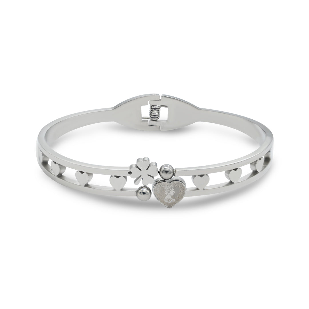 Silver Plated Clover Heart Detail
