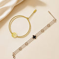 Clover Bracelet & Medallion Layered Anklet