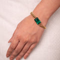Green Emerald Stone Thick Cuban Chain