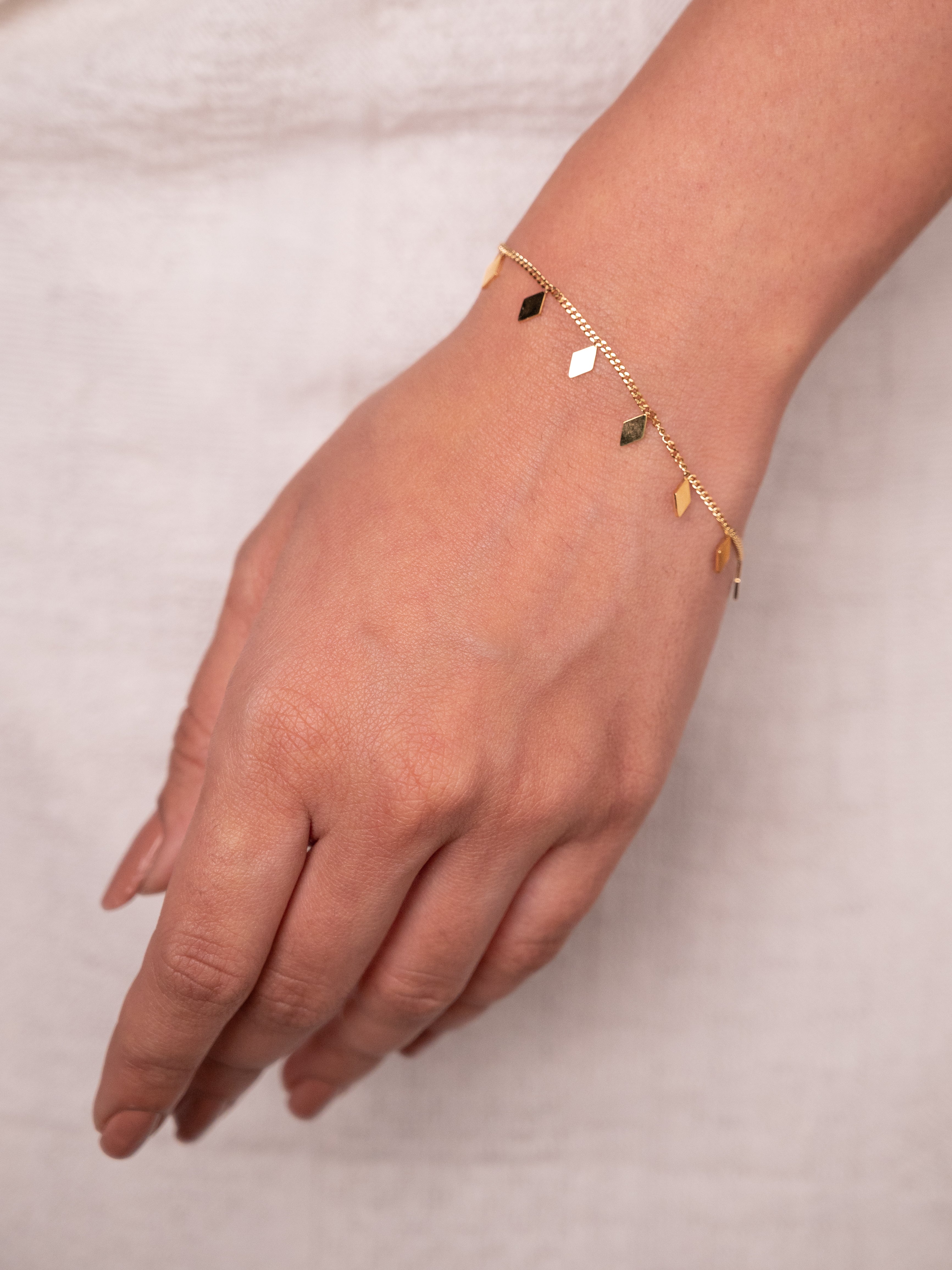 Rhombus Shape Charm Chain Bracelet | 18k Gold Plated