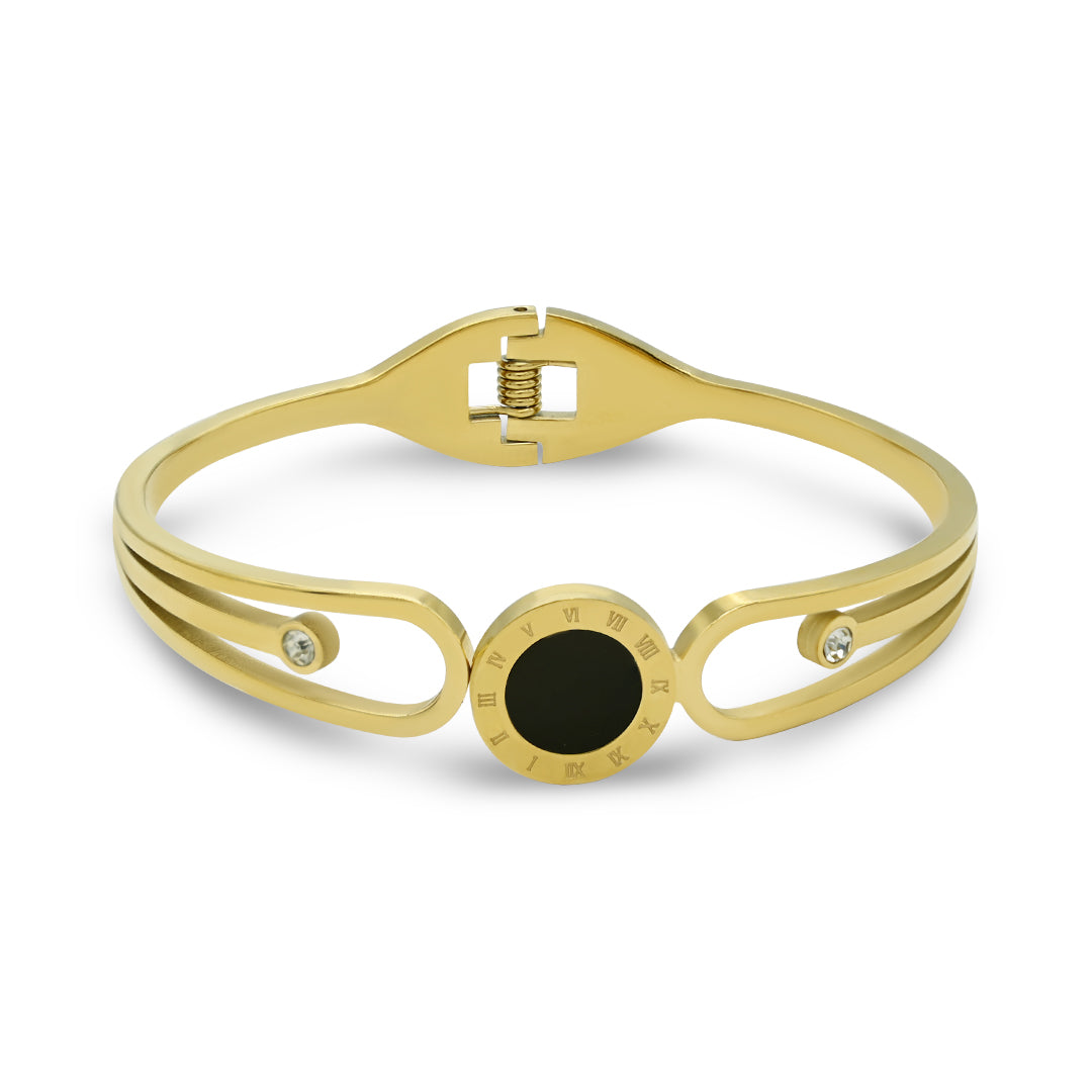 Black Shell Round Bracelet | 18k Gold Plated