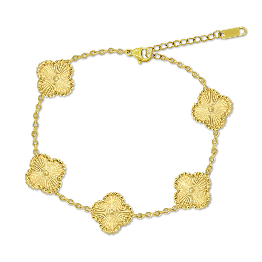 Flower Leaf Clover Bracelet| 18k Gold Plated