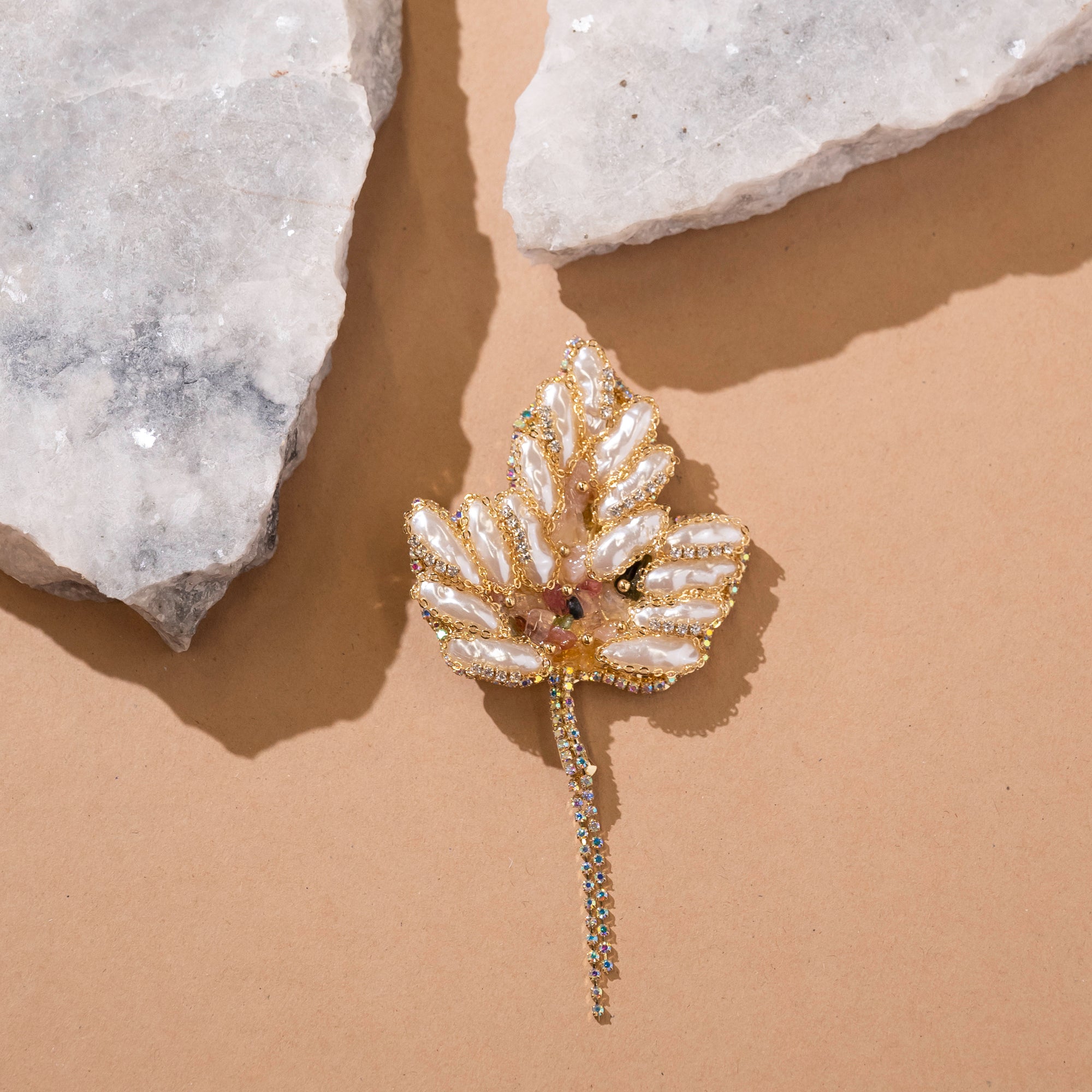 Pearly Leaf Brooch Pin