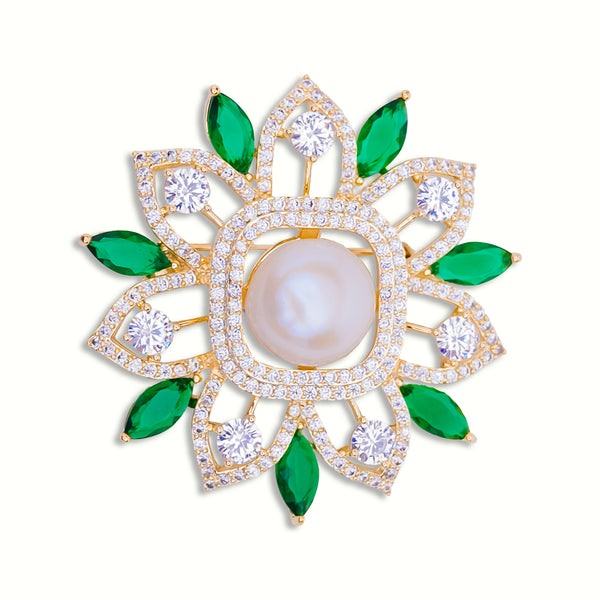 Classic Pearl and Green Stone