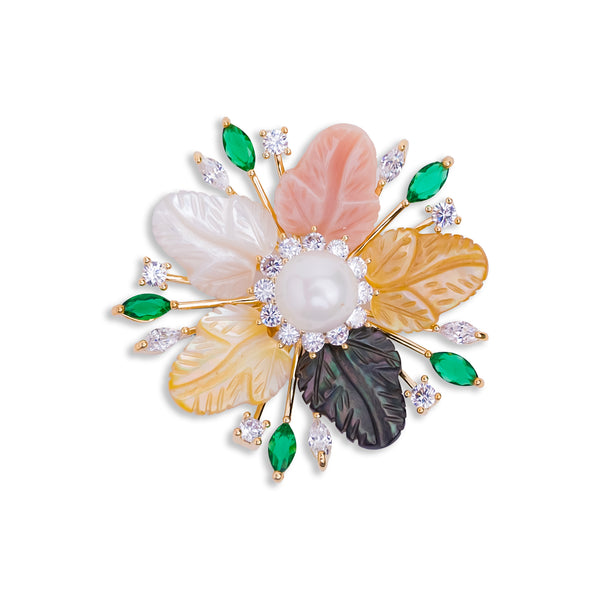 Flower Shaped Pearl and Emerald