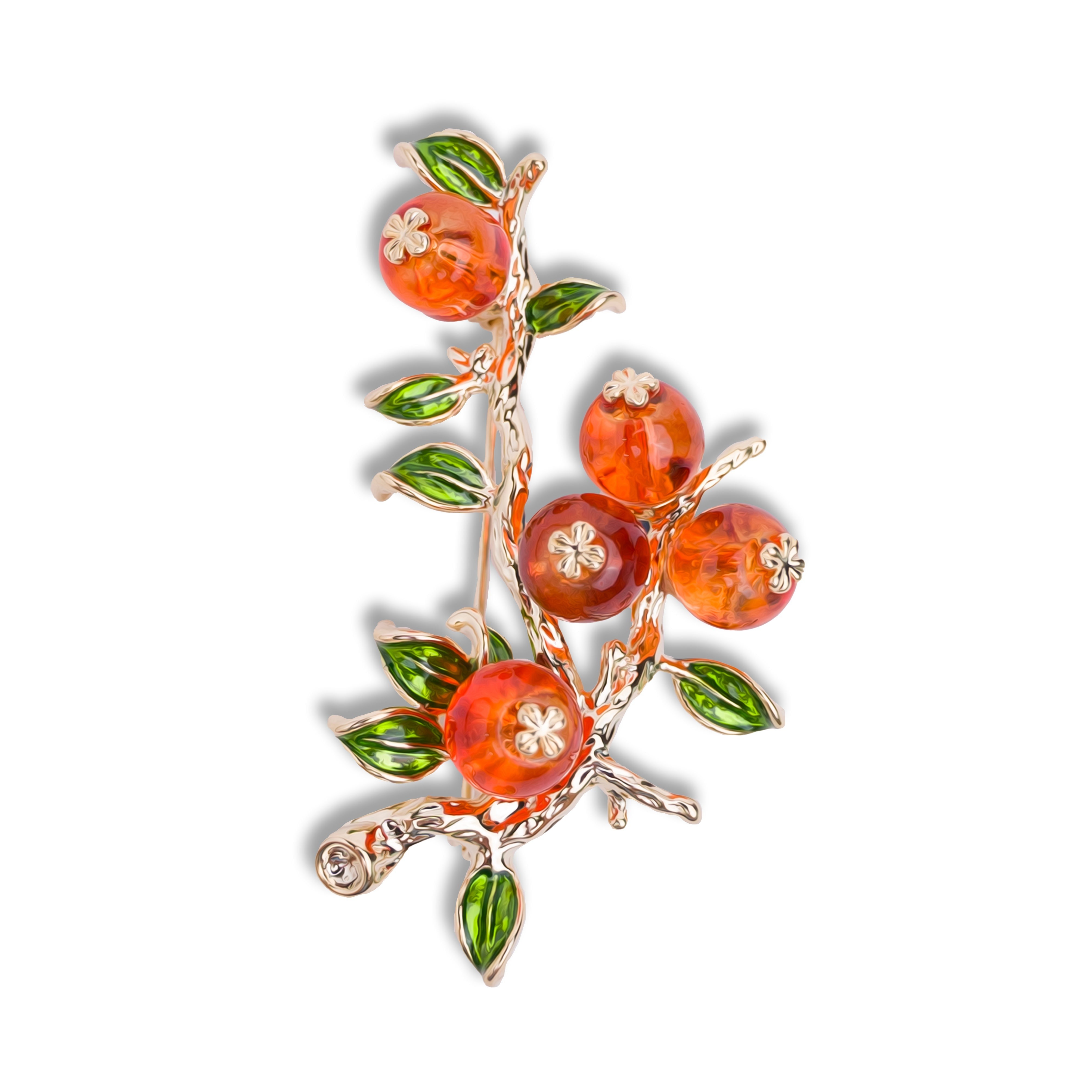 Fruit & Plant Brooch Pin | 18k Gold Plated