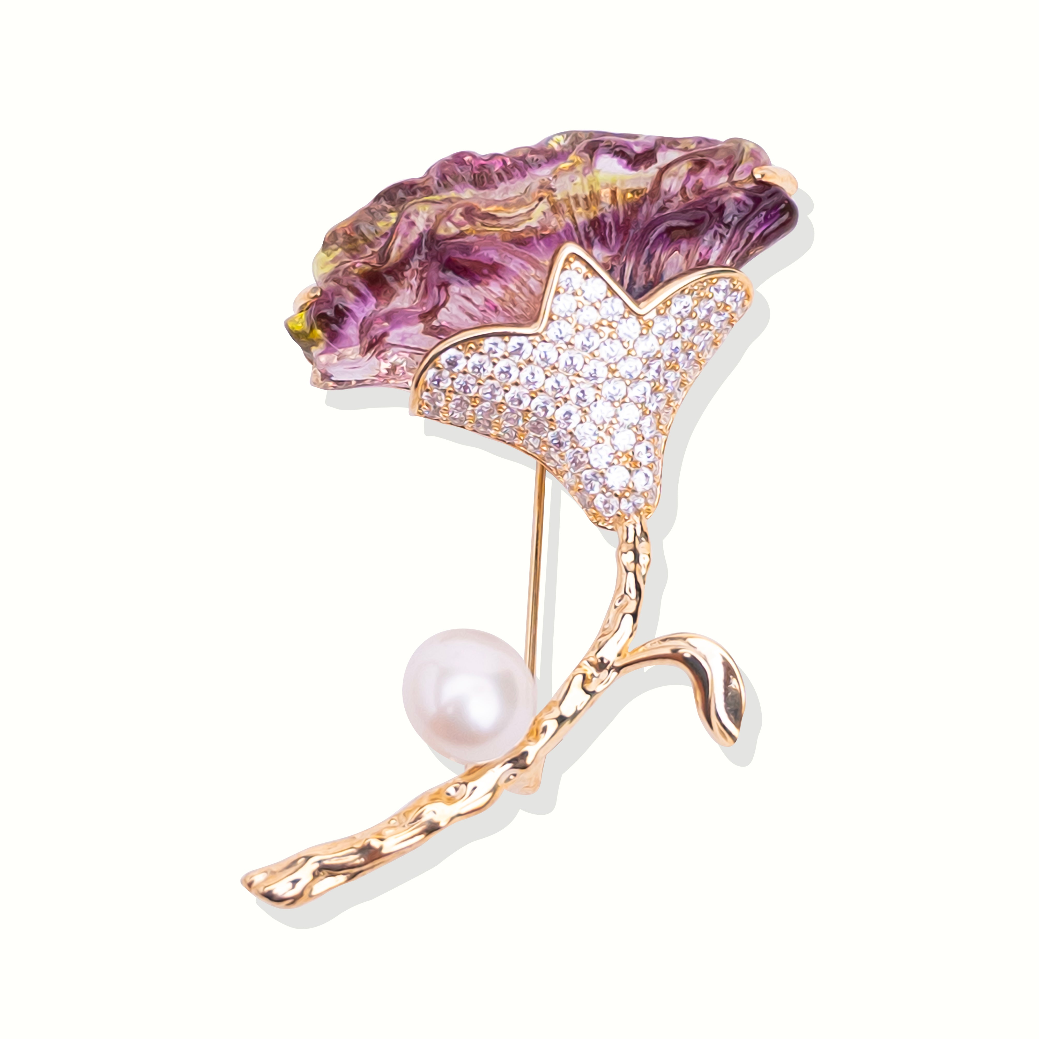 The Purple Tulip Brooch Pin | 18k Gold Plated