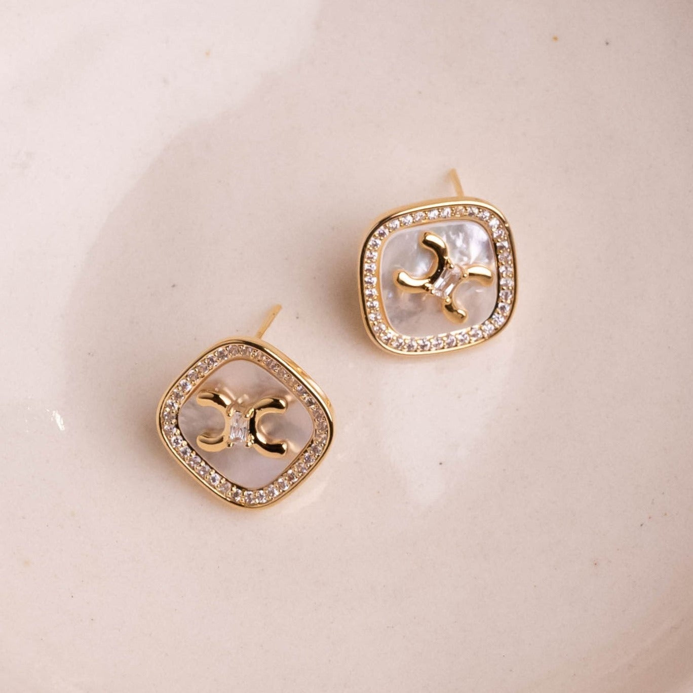Baguette Mother Of Pearl Studs