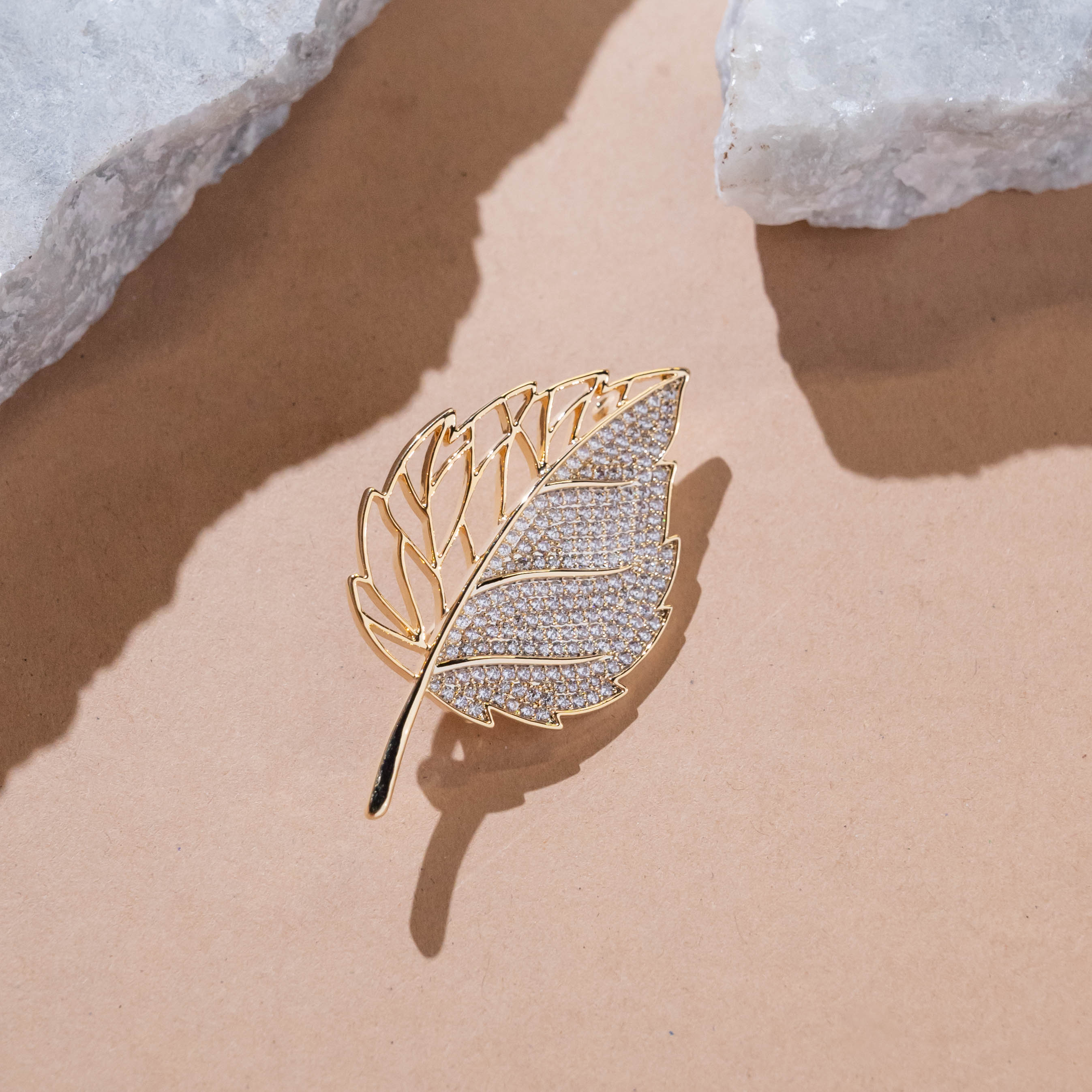 The Half Diamond Leaf Brooch Pin