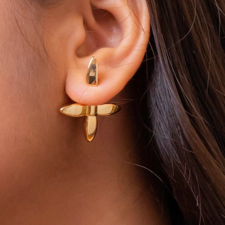 Gold Cross Studs Earrings | 18k Gold Plated