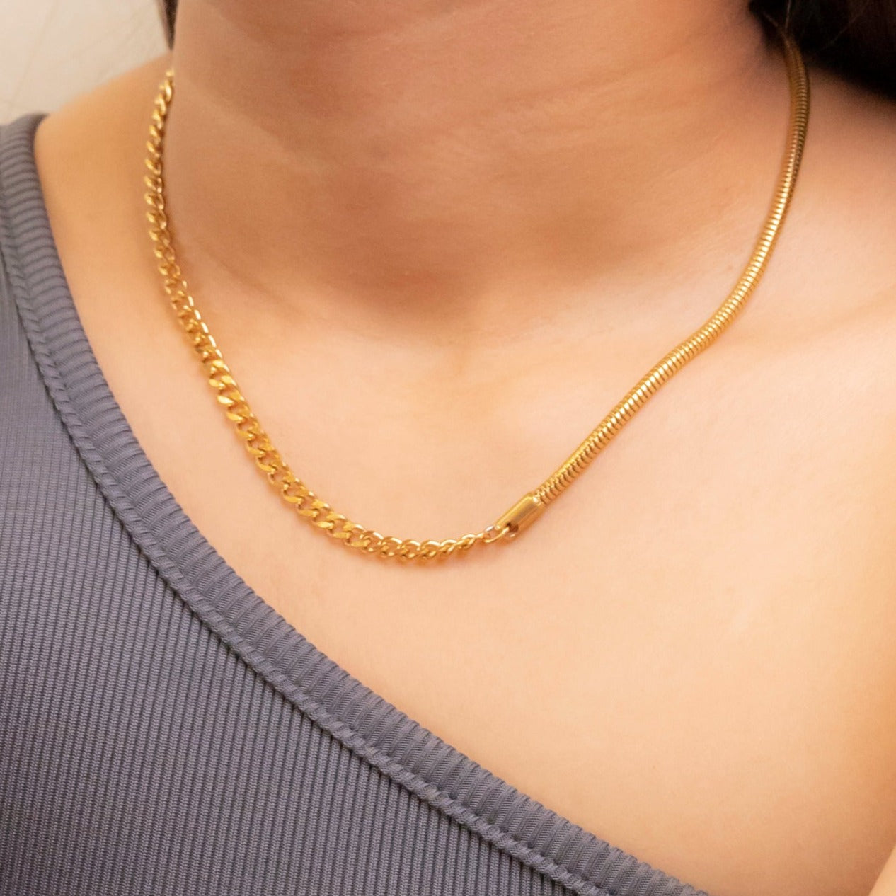Rope Link Chain Necklace | 18k Gold Plated