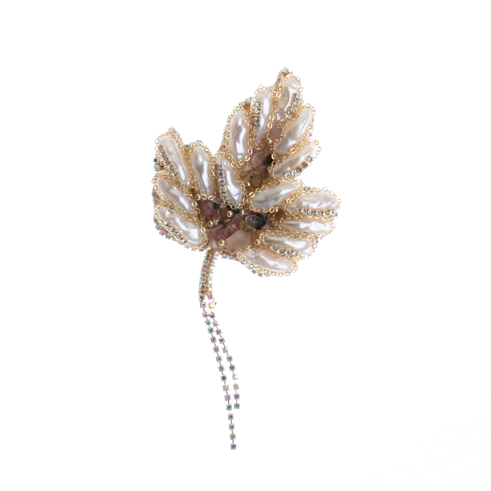 Pearly Leaf Brooch Pin