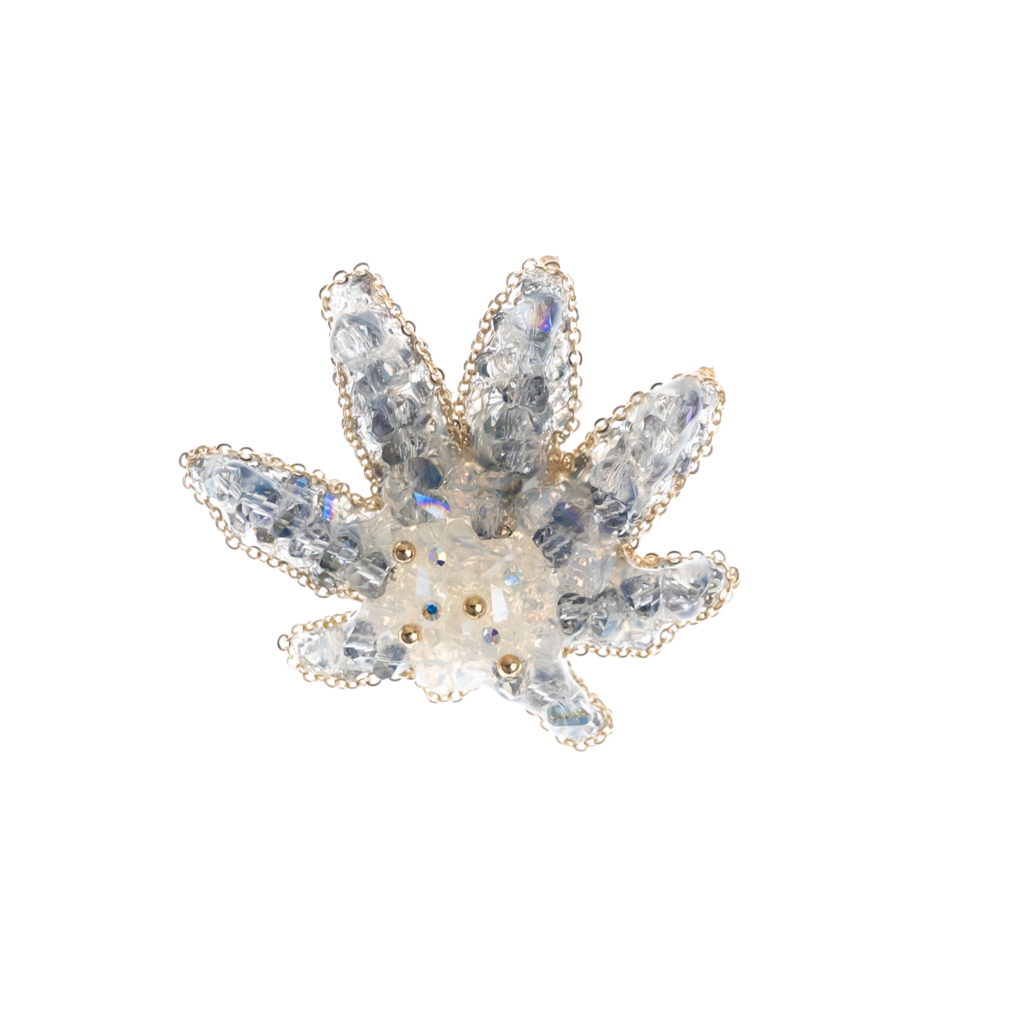 Ice Blue Maple Leaf Brooch Pin