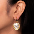 Gold Mother of Pearl Evil Eye Drop Hoop