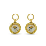 Gold Mother of Pearl Evil Eye Drop Hoop