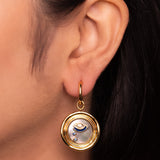 Gold Mother of Pearl Evil Eye Drop Hoop
