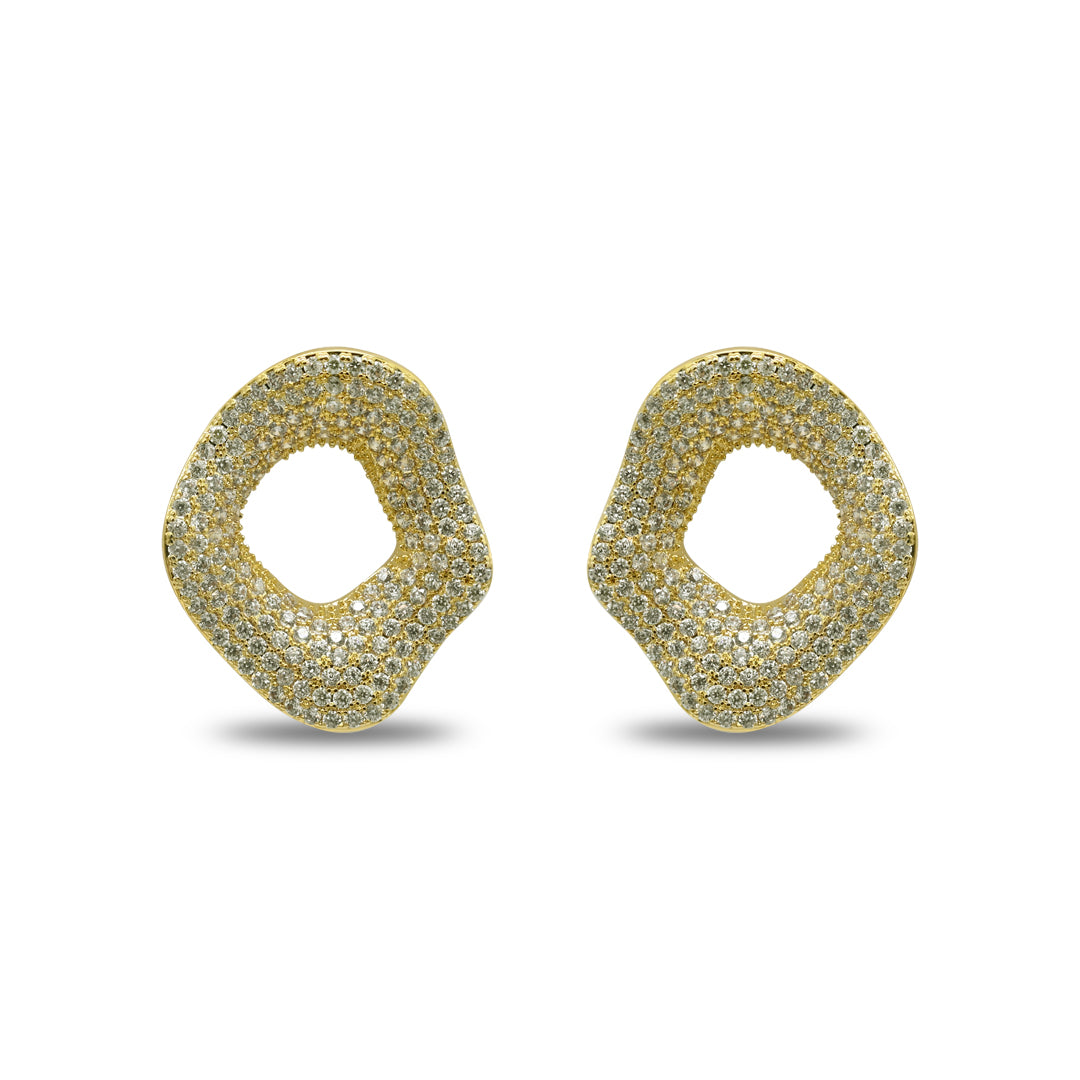 CZ White Stone Studded Earrings | 18k Gold Plated