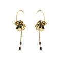 Black Flower long Chain Drop