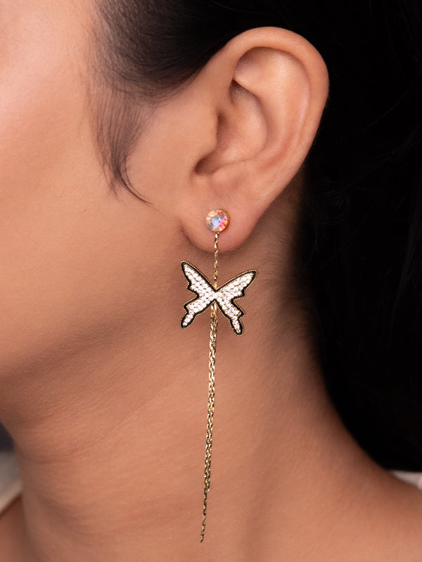 Long Chain With Butterfly Stud Dangle