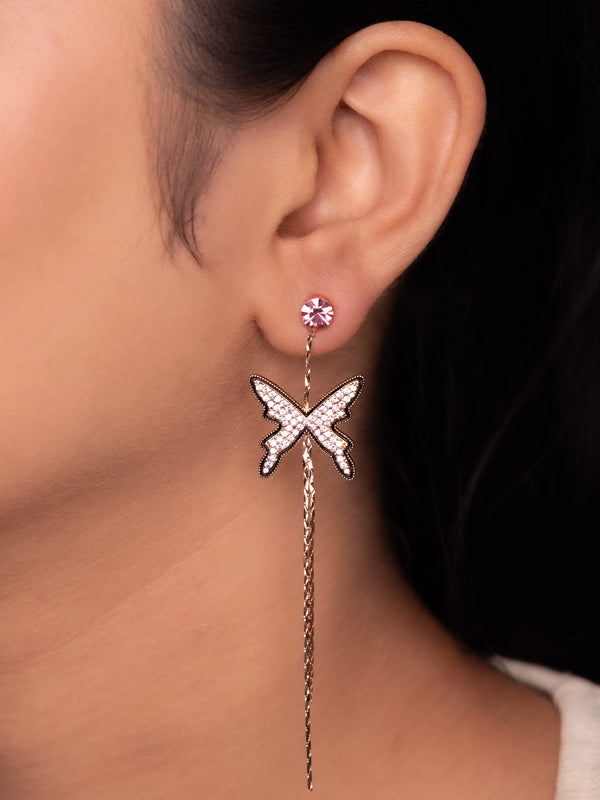 Long Chain With Butterfly Stud Dangle