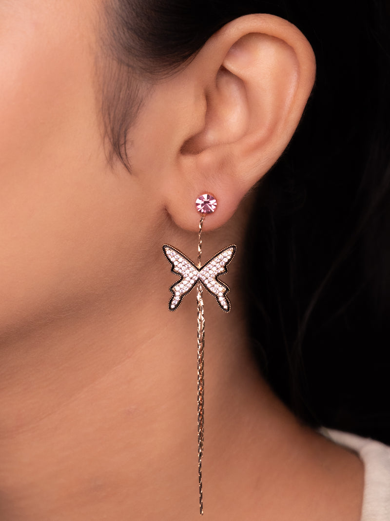 Long Chain With Butterfly Stud Dangle