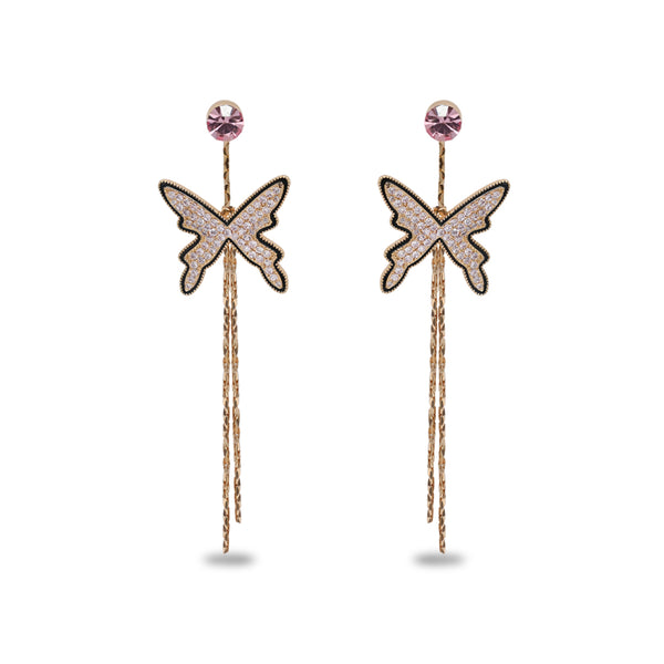 Long Chain With Butterfly Stud Dangle
