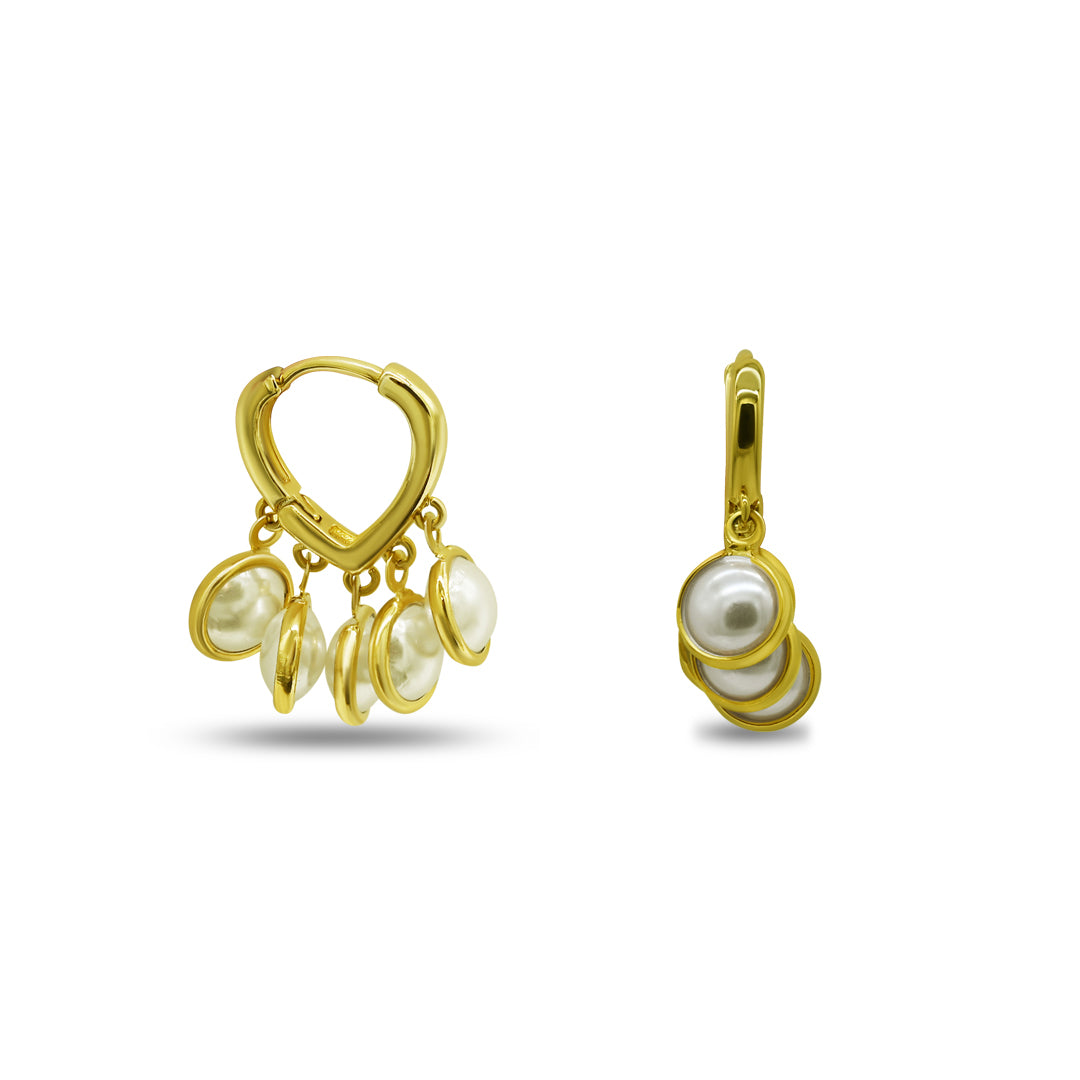 Pearl Hoop Earrings | 18k Gold Plated