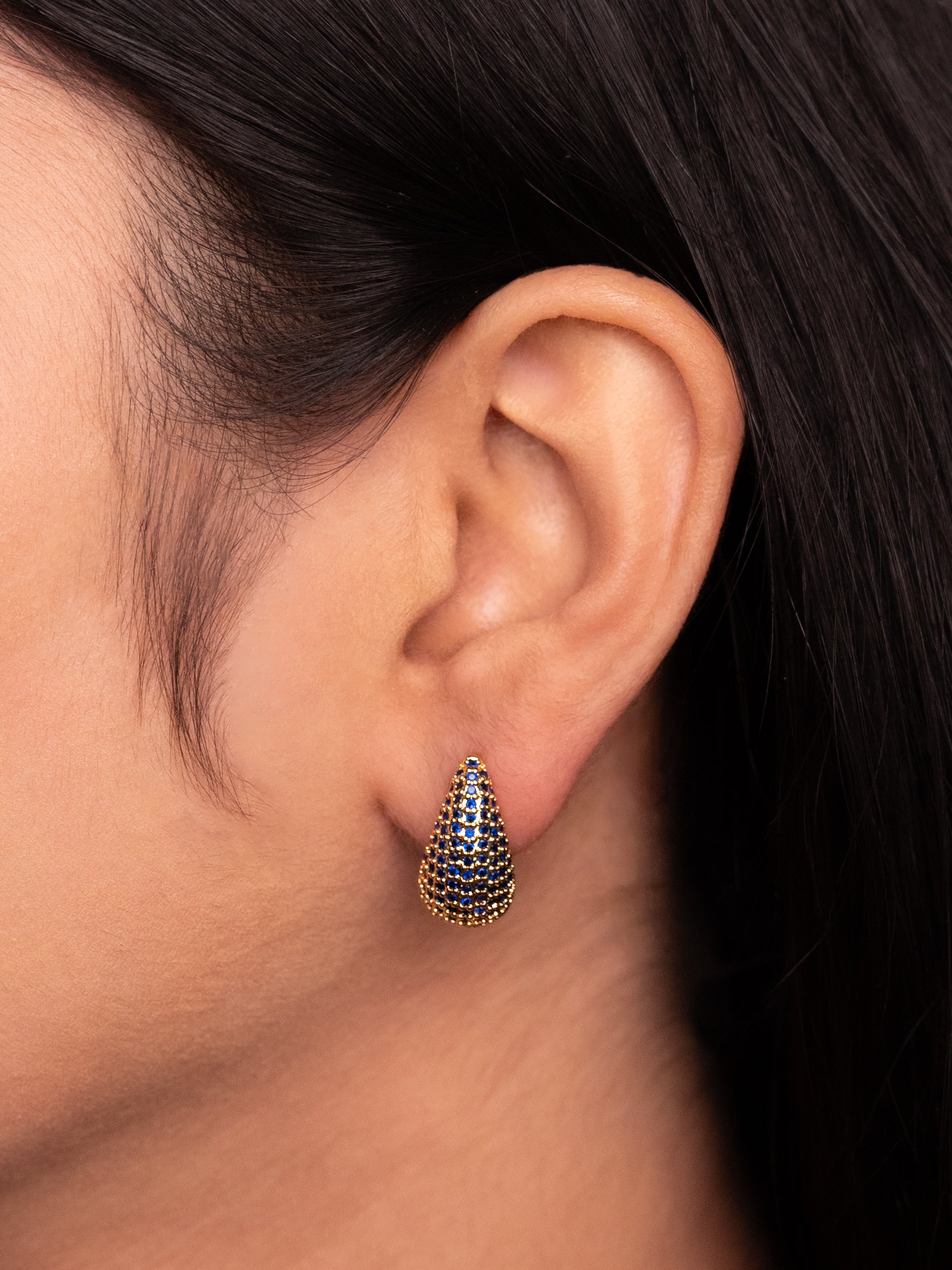 Water Drop-Shaped Color Zircon Earring