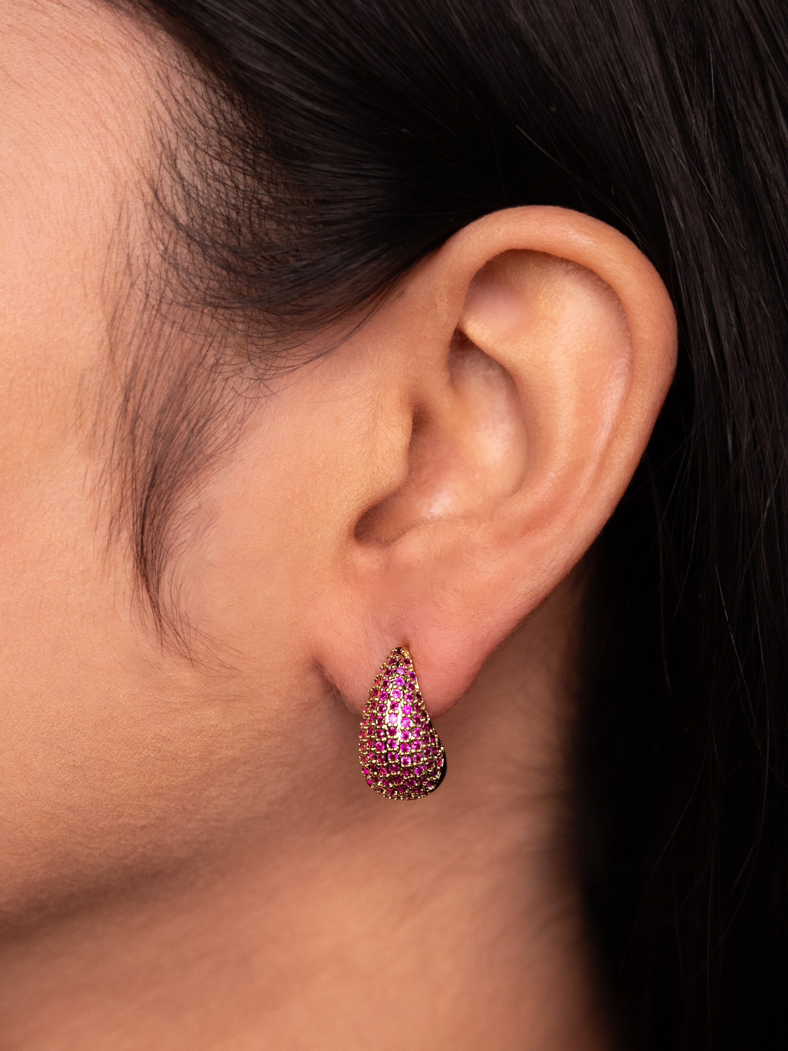 Water Drop-Shaped Color Zircon Earring