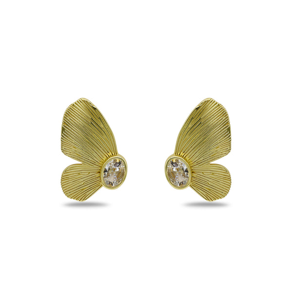 Butterfly Colored Natural Stone Stud