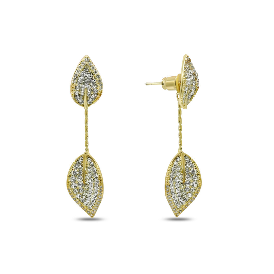 Diamond and White Gold Cluster Earrings | 18k Gold Plated