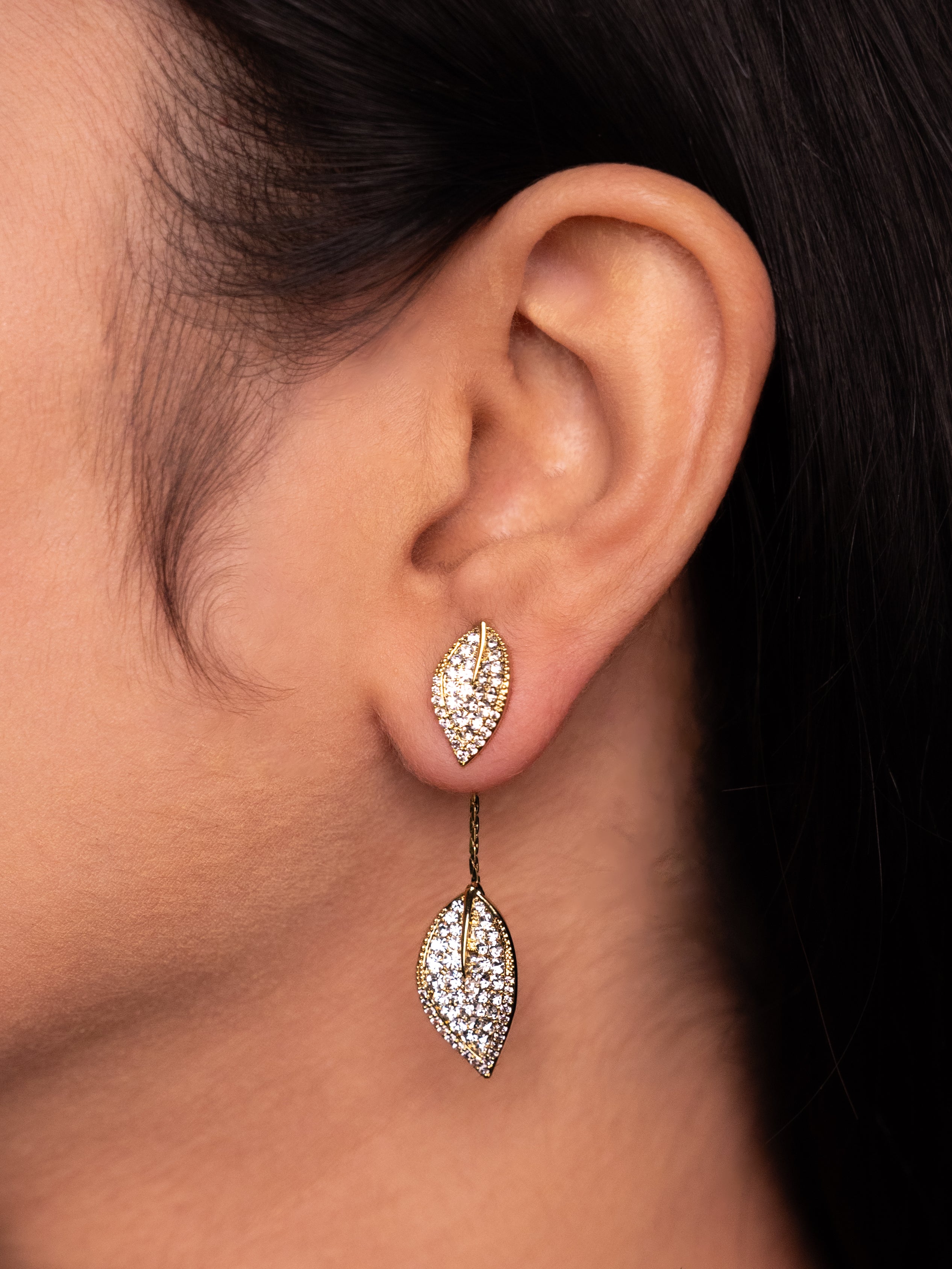 Diamond and White Gold Cluster Earrings | 18k Gold Plated