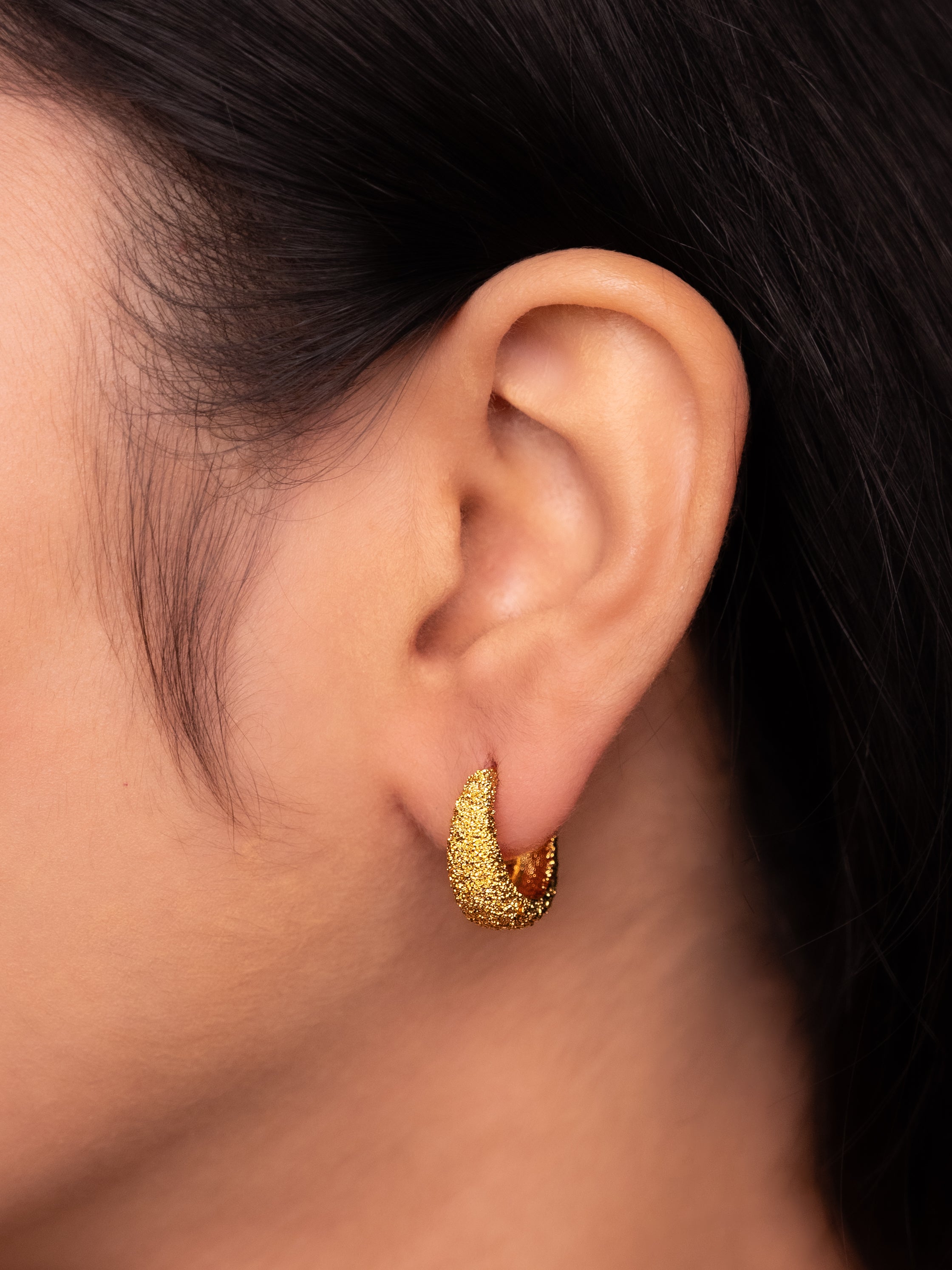 Textured Half Hoops Earrings | 18k Gold Plated