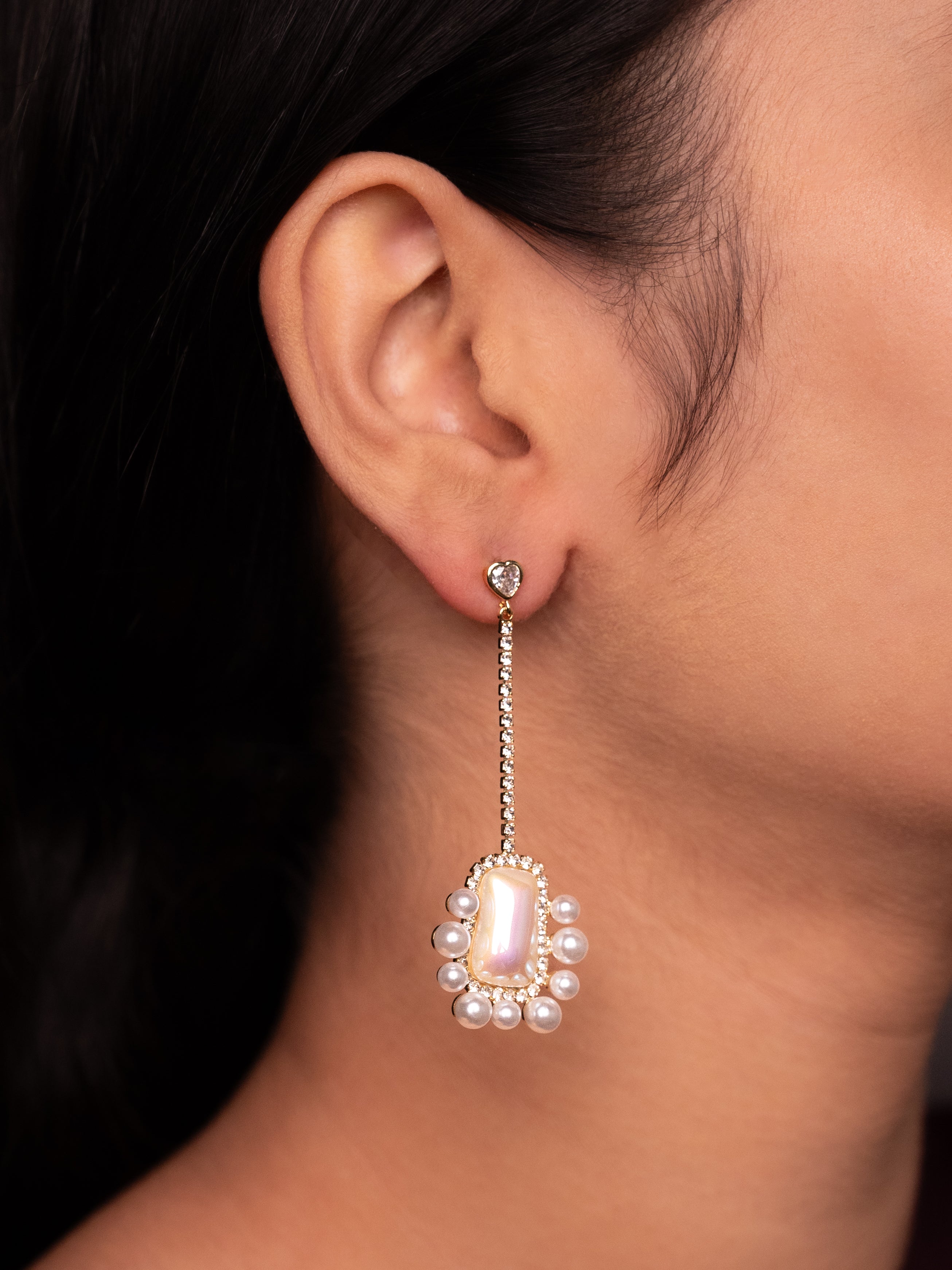 Rhinestone Pearl Drop