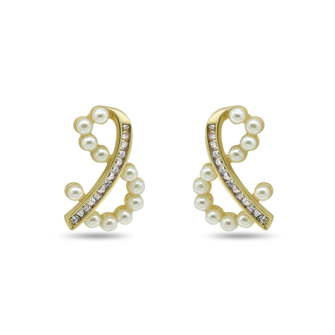 & Pearl Stud Earrings | 18k Gold Plated