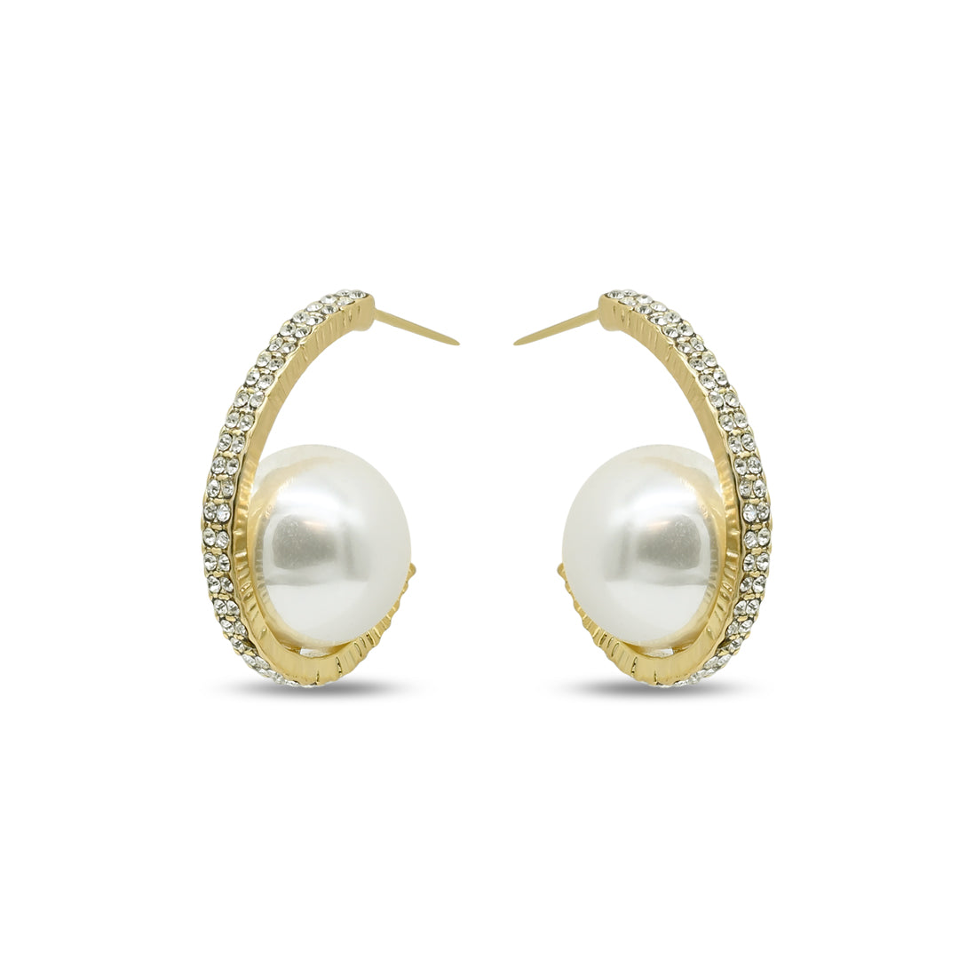 Sea Pearl Hoop  Earrings | 18k Gold Plated
