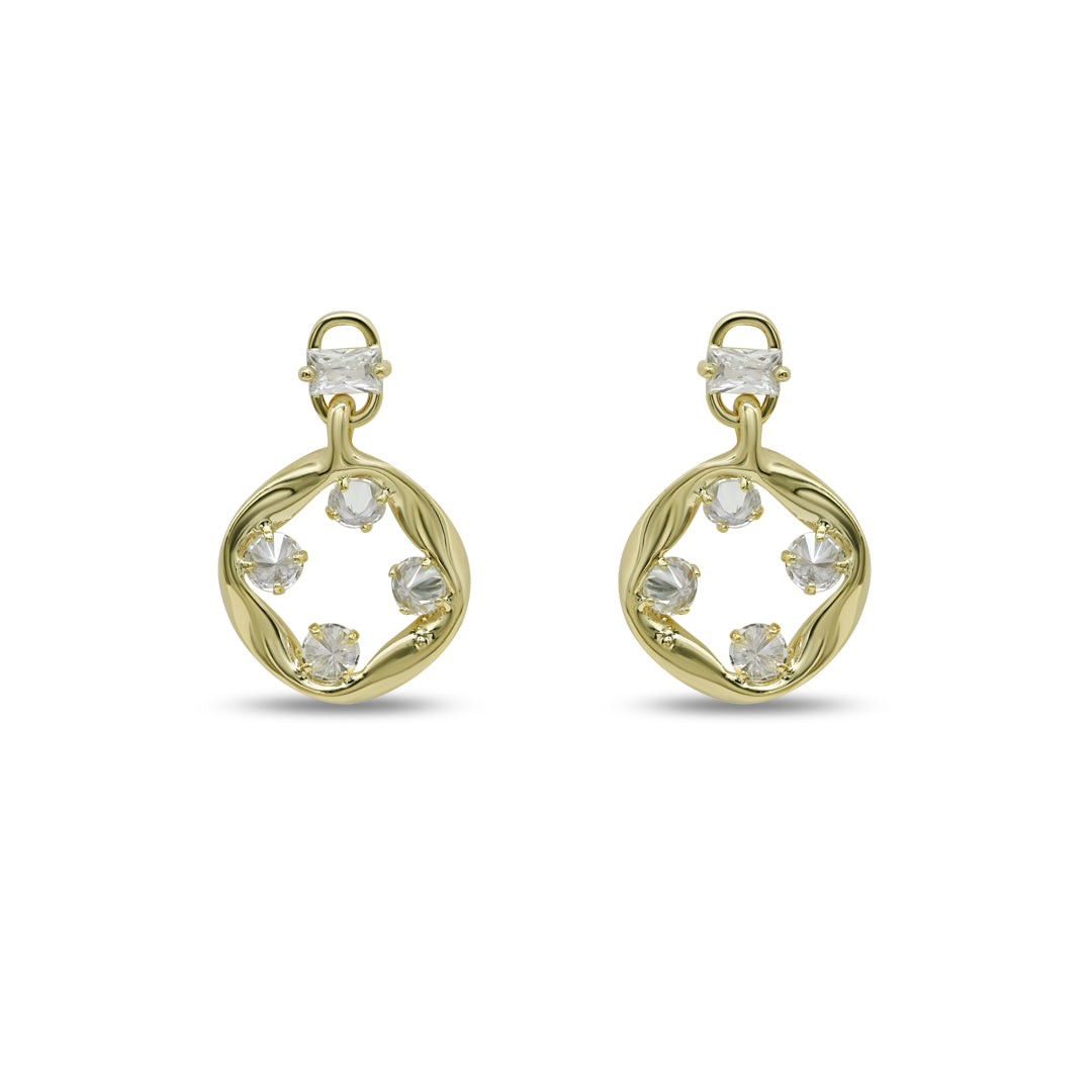 Wavy Diamond Circle Drops