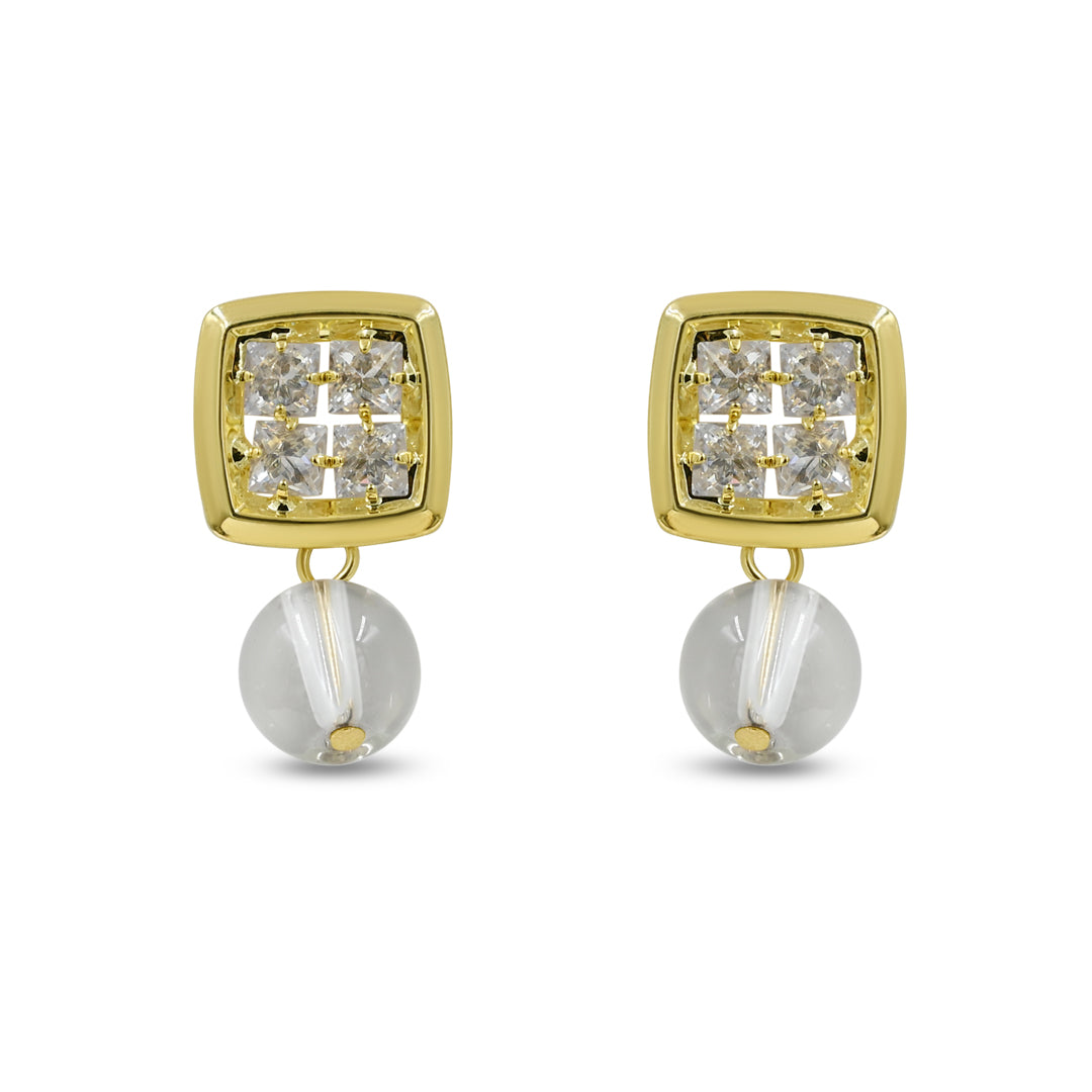 Stone Drop Earrings | 18k Gold Plated