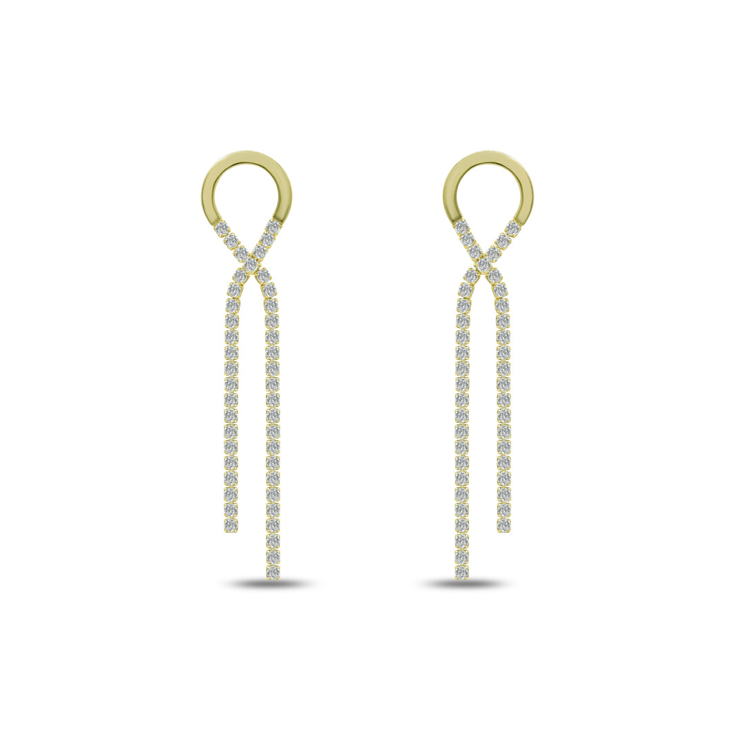 Rhinestone Tassel Drop Earrings | 18k Gold Plated