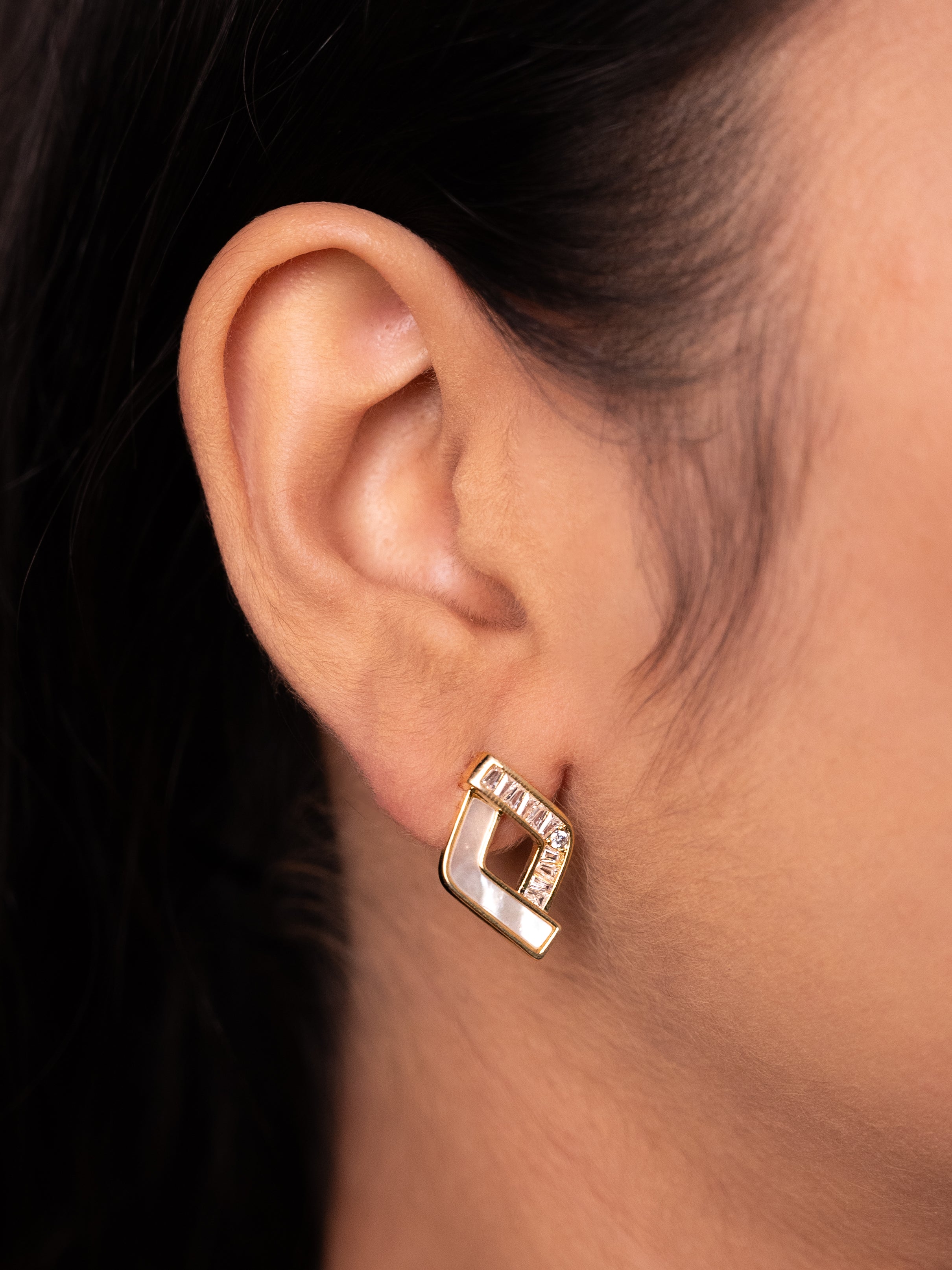 Minimalist MOP Stud Earrings | 18k Gold Plated