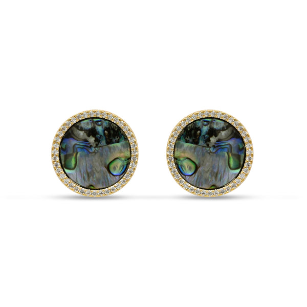 Gold Abalone Cubic Zirconia Stud