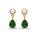 Green Stone Rain Drop with Pearl