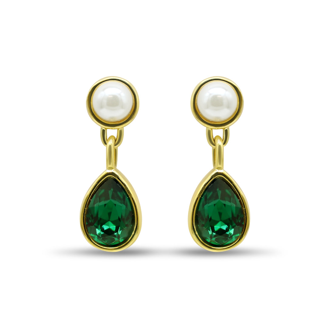 Green Stone Rain Drop with Pearl