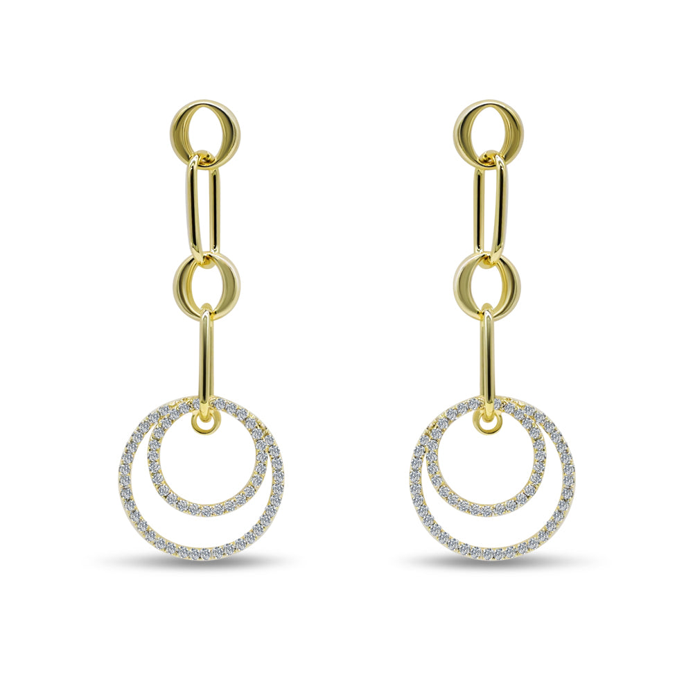 Gold & Diamond Double Hoop Drop
