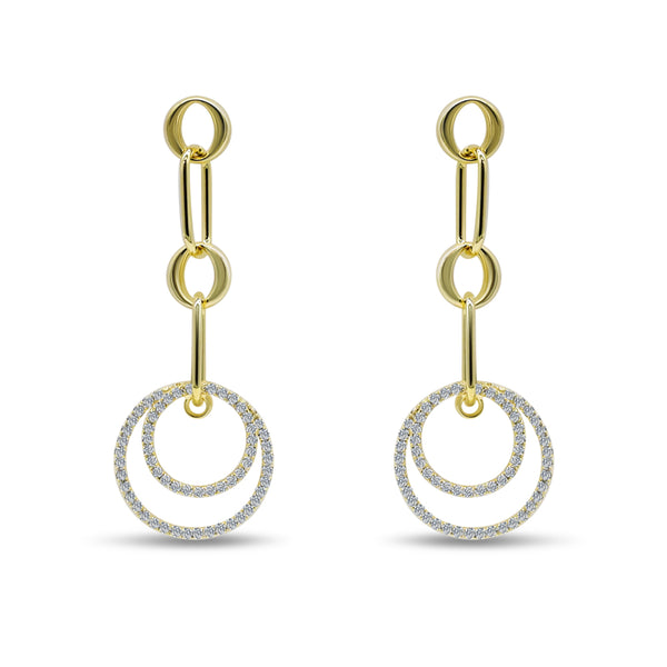 Gold & Diamond Double Hoop Drop