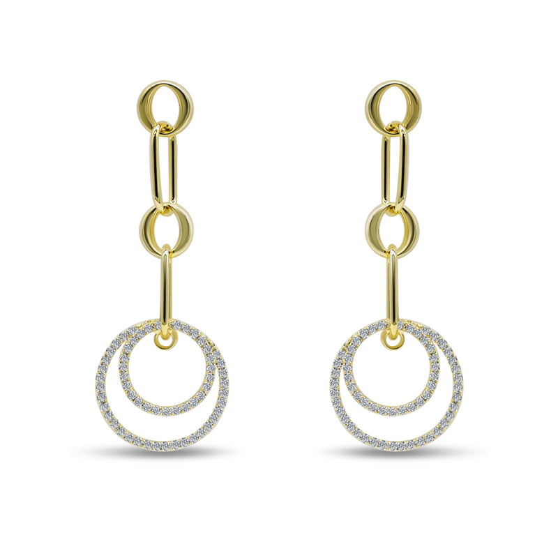 Gold & Diamond Double Hoop Drop