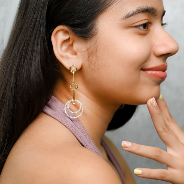 Gold & Diamond Double Hoop Drop