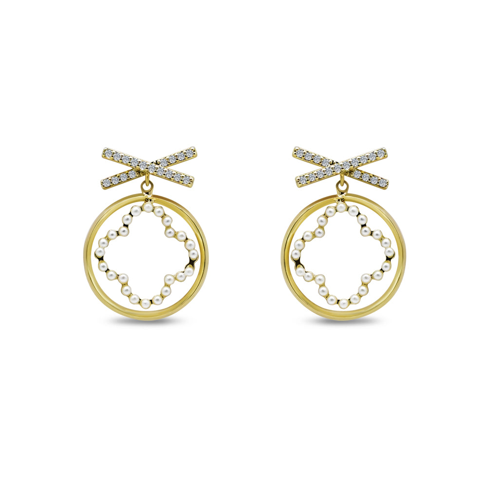 Pearl Hoop Earrings with Bow