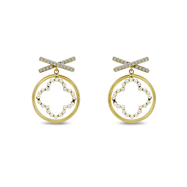 Pearl Hoop Earrings with Bow